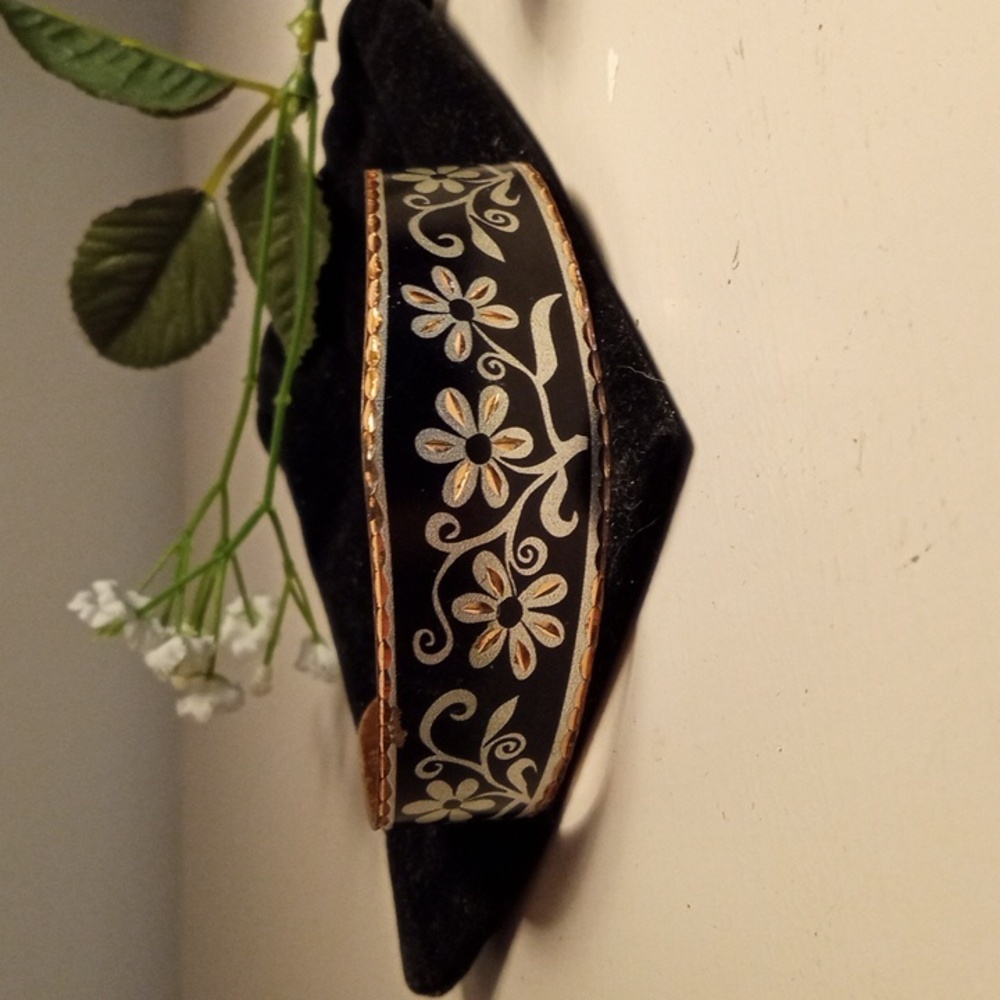 Flower Etched Copper Cuff Bracelet